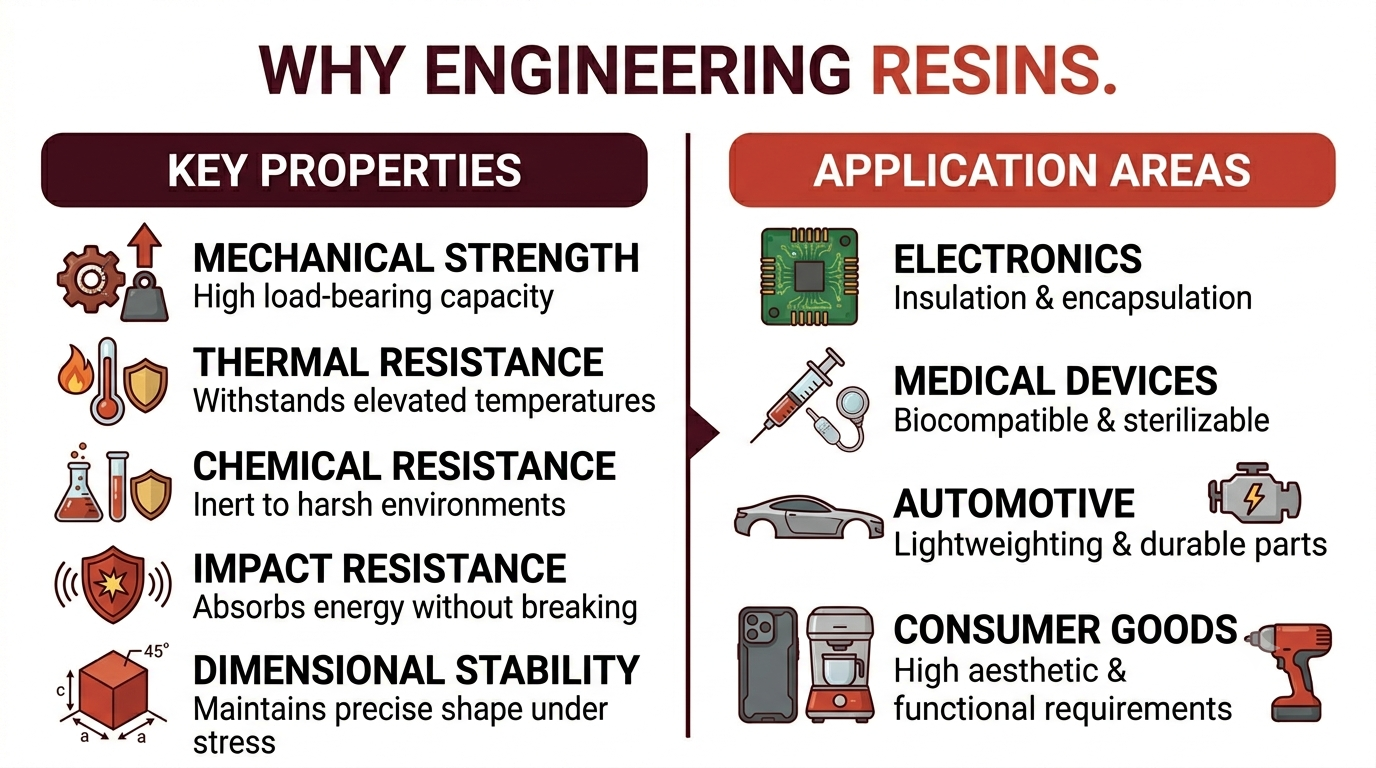 Why engineering resins, key properties and application areas